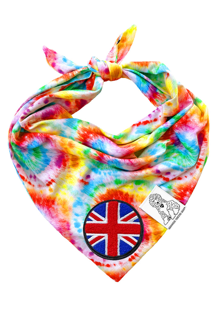 Dog Bandana Tie Dye - Red - Customize by adding Interchangeable Velcro Embroidered Patches