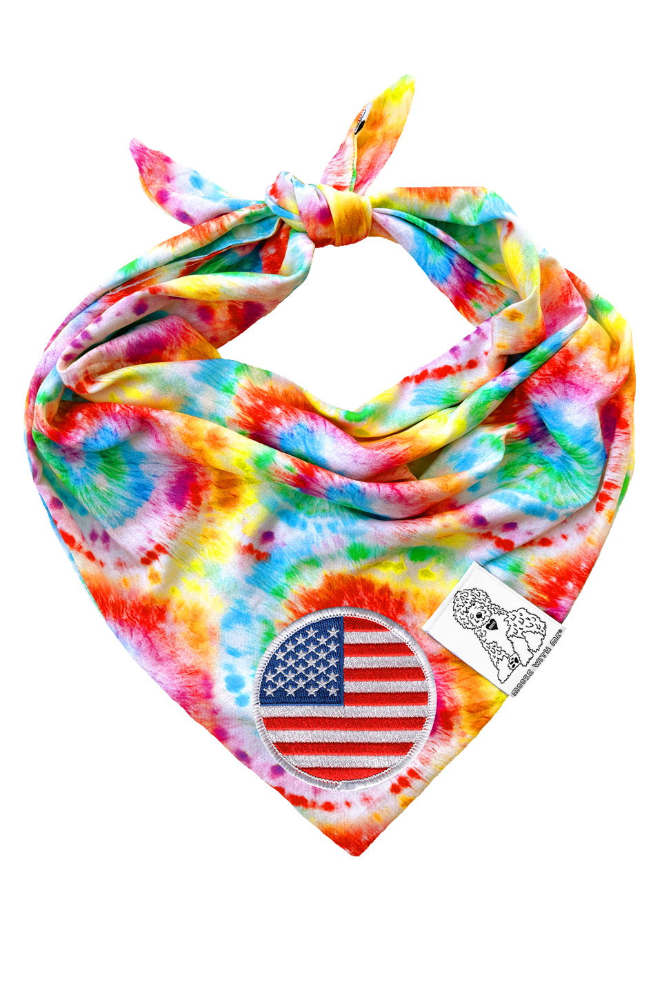 Dog Bandana Tie Dye - Red - Customize by adding Interchangeable Velcro Embroidered Patches
