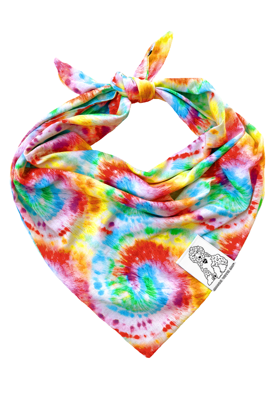 Dog Bandana Tie Dye - Red - Customize by adding Interchangeable Velcro Embroidered Patches