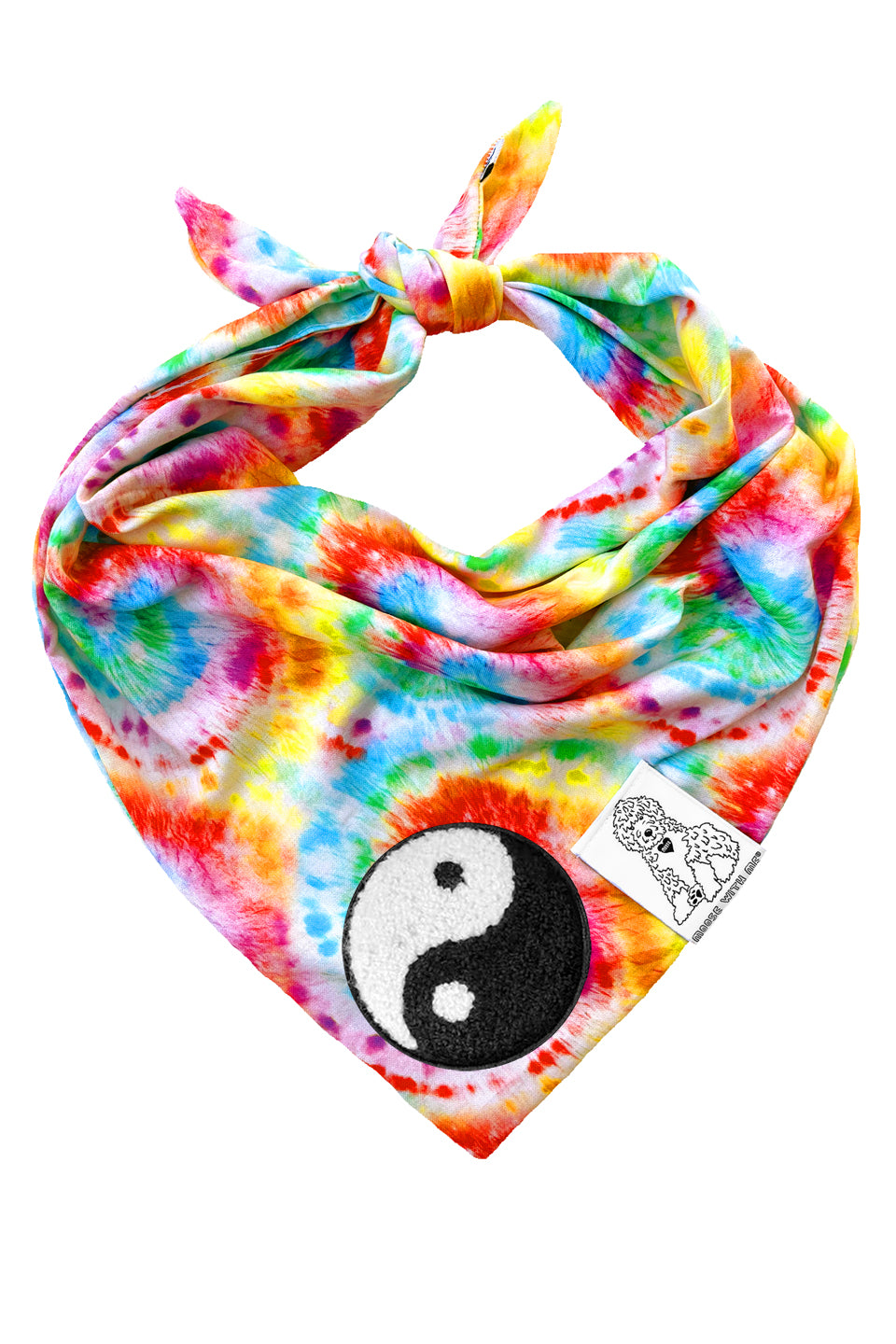 Dog Bandana Tie Dye - Red - Customize by adding Interchangeable Velcro Embroidered Patches