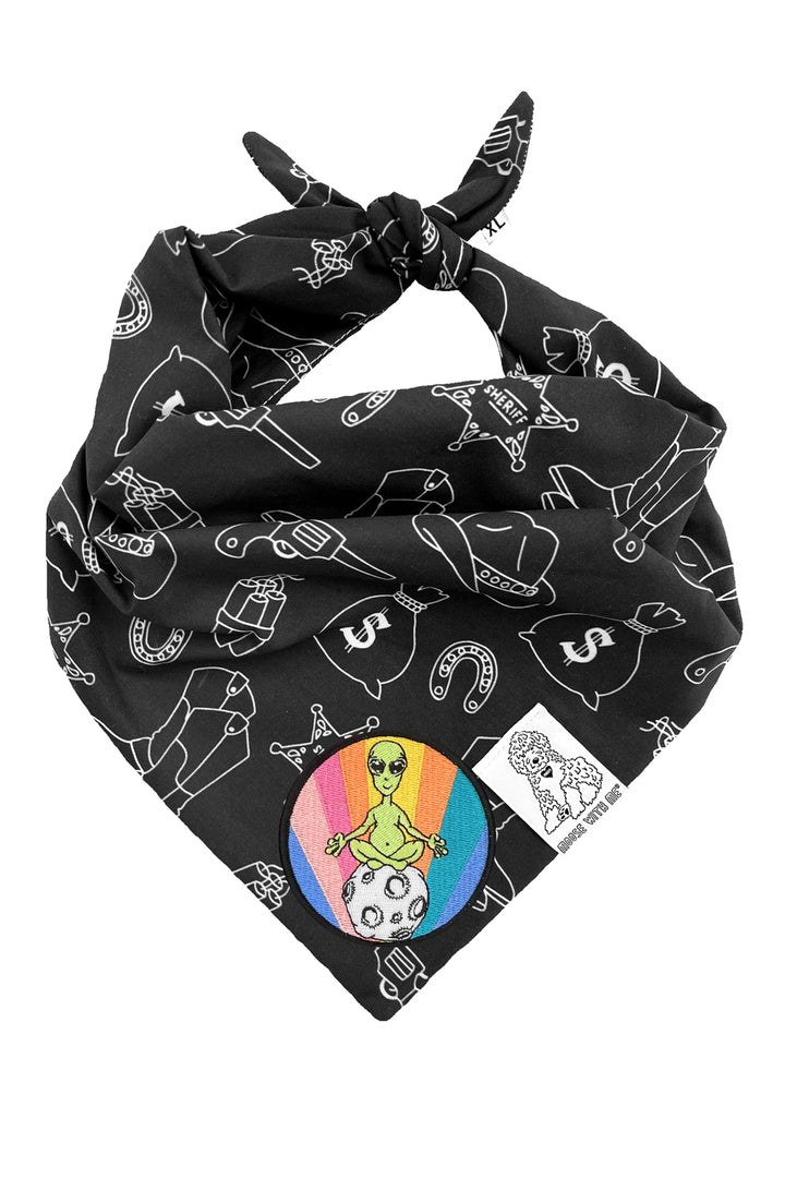 Dog Bandana Western - Black - Customize by adding Interchangeable Velcro Embroidered Patches
