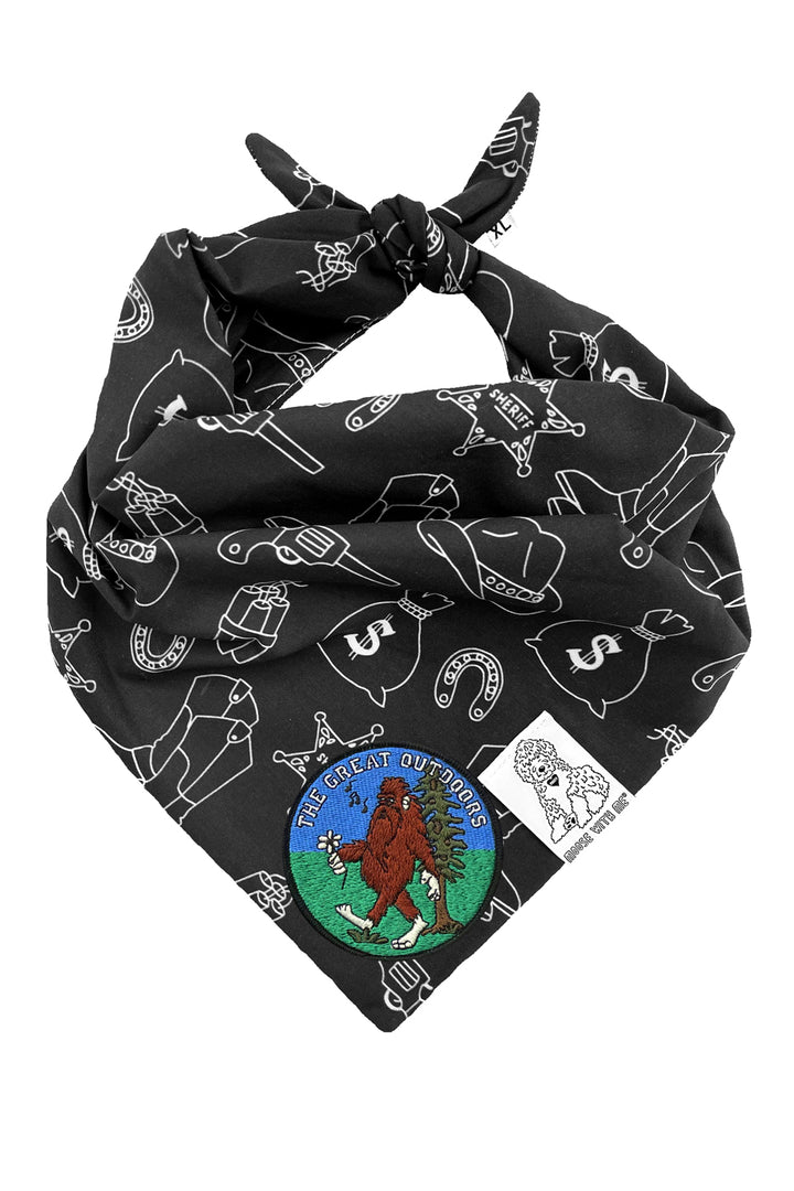 Dog Bandana Western - Black - Customize by adding Interchangeable Velcro Embroidered Patches
