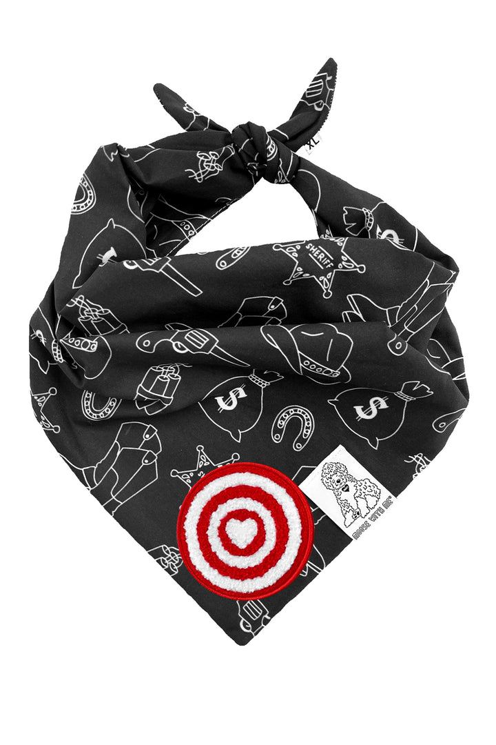 Dog Bandana Western - Black - Customize by adding Interchangeable Velcro Embroidered Patches