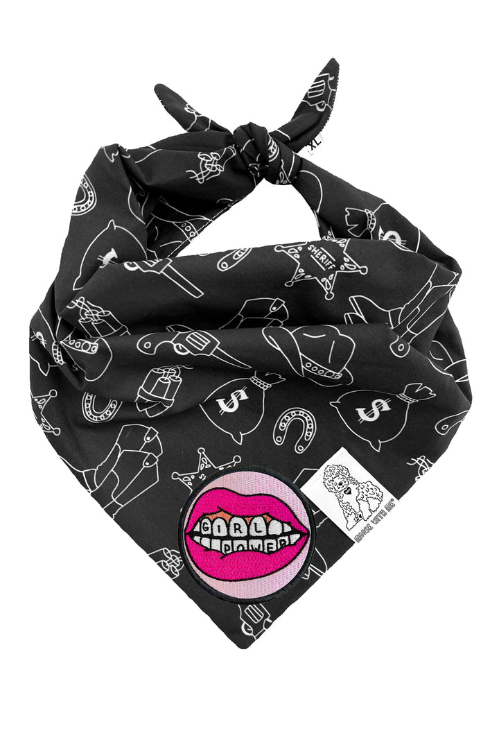 Dog Bandana Western - Black - Customize by adding Interchangeable Velcro Embroidered Patches