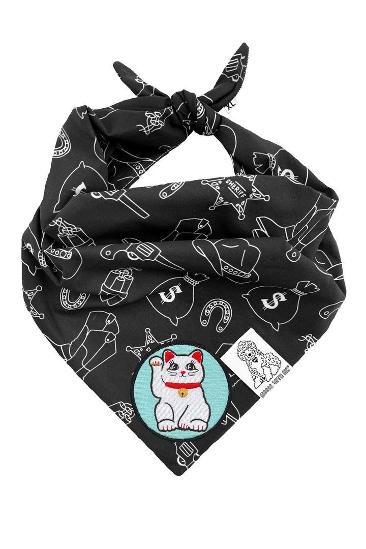 Dog Bandana Western - Black - Customize by adding Interchangeable Velcro Embroidered Patches