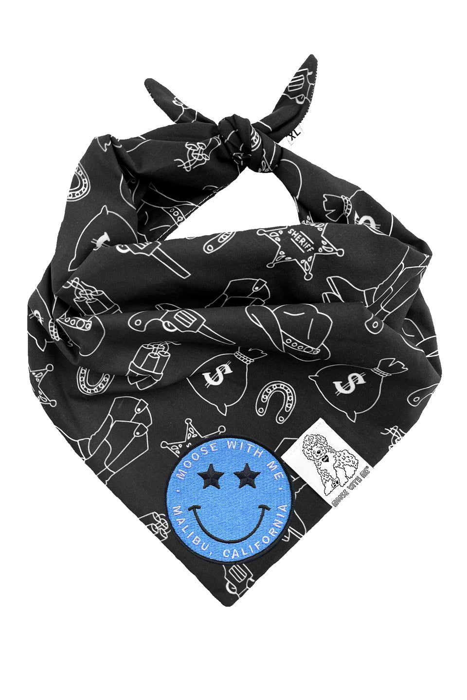 Dog Bandana Western - Black - Customize by adding Interchangeable Velcro Embroidered Patches