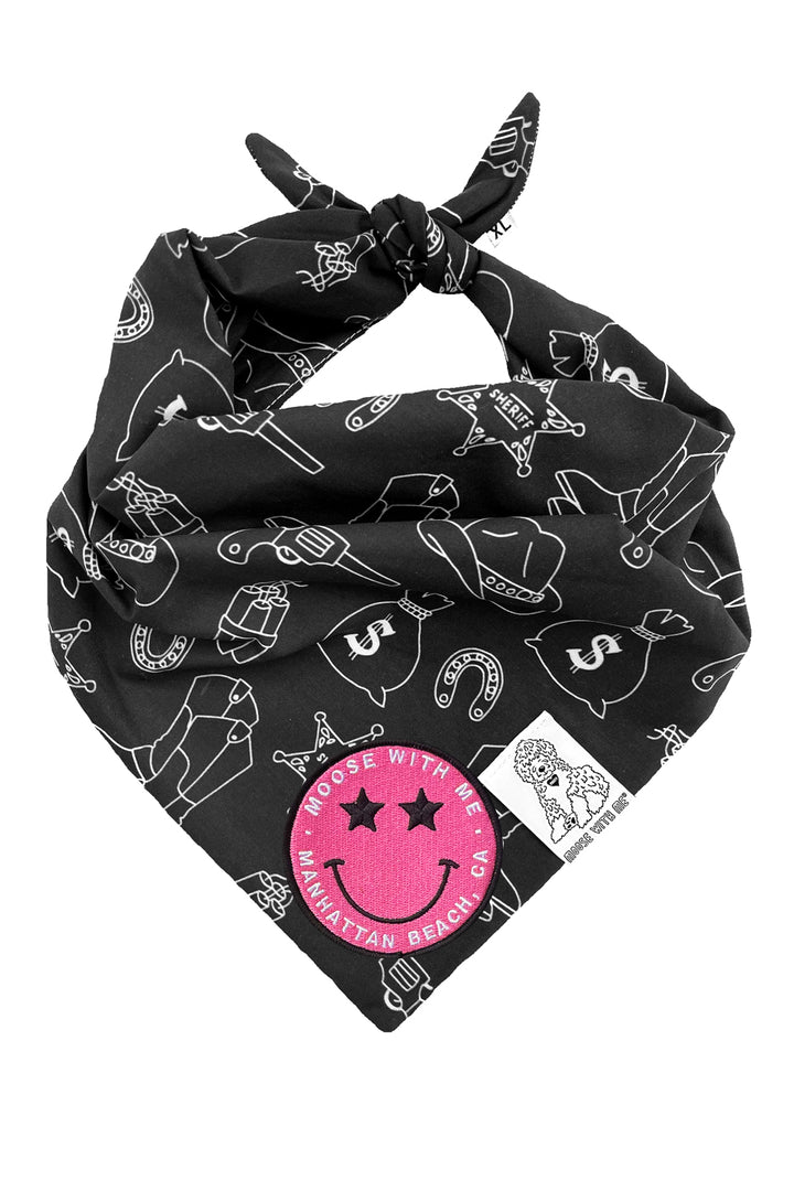 Dog Bandana Western - Black - Customize by adding Interchangeable Velcro Embroidered Patches