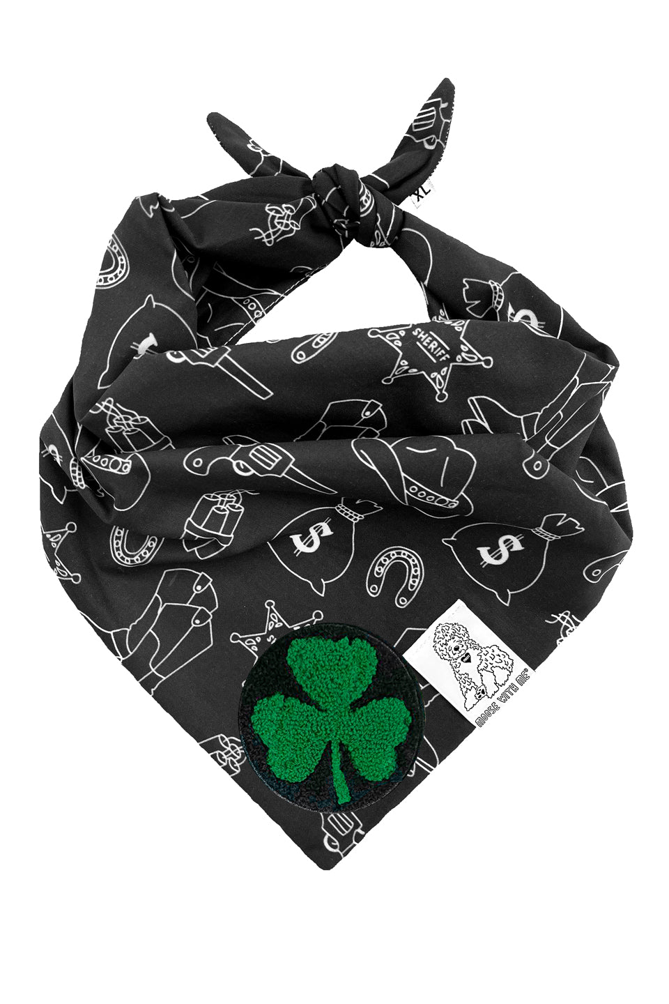 Dog Bandana Western - Black - Customize by adding Interchangeable Velcro Embroidered Patches