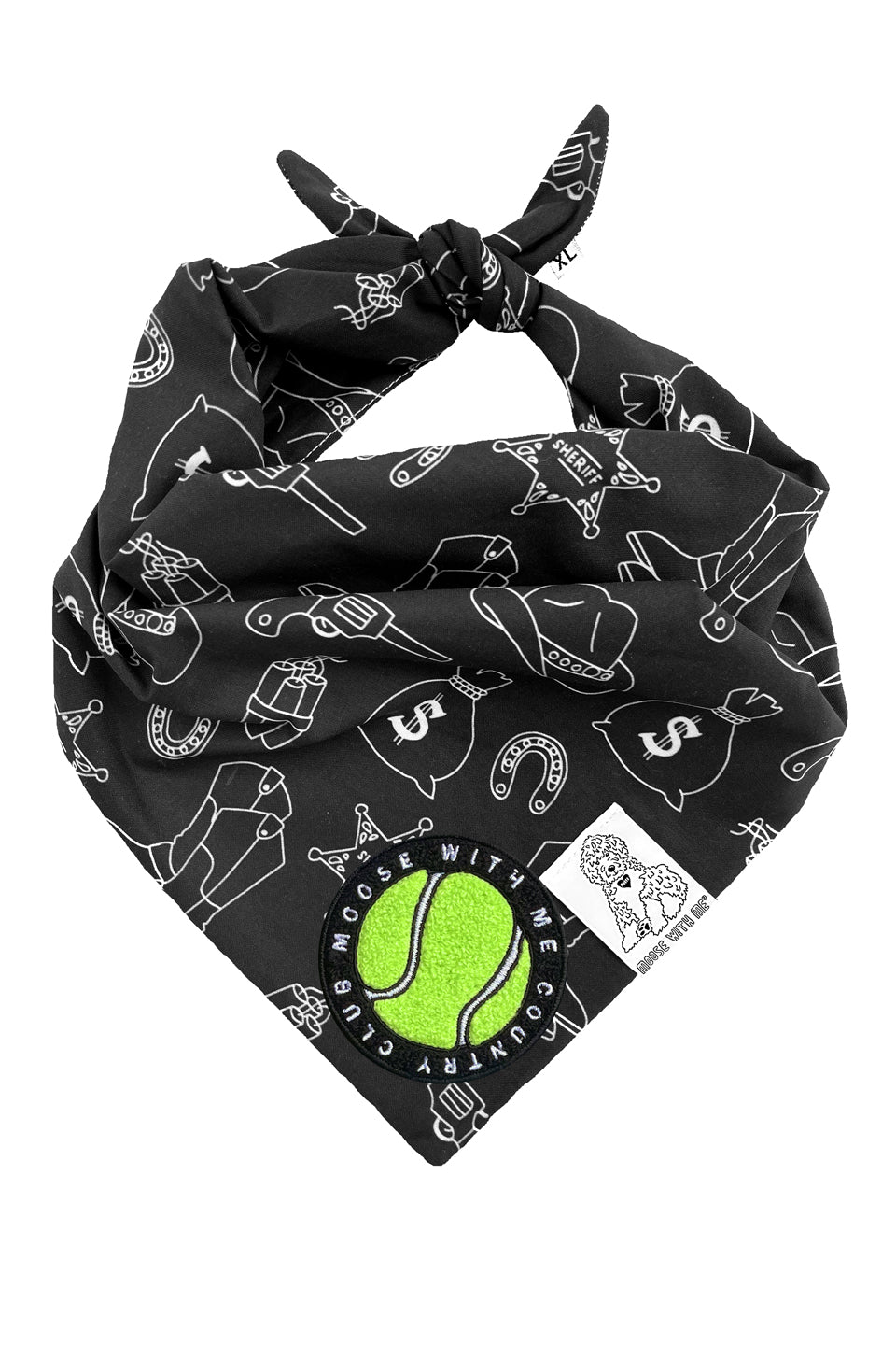 Dog Bandana Western - Black - Customize by adding Interchangeable Velcro Embroidered Patches