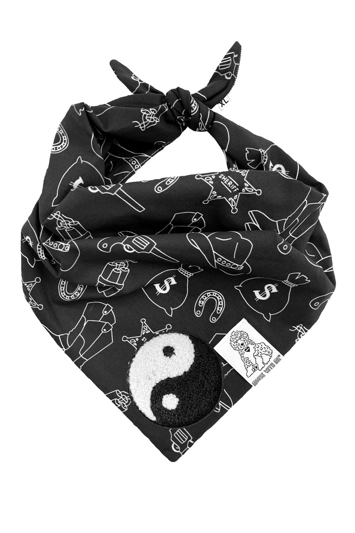 Dog Bandana Western - Black - Customize by adding Interchangeable Velcro Embroidered Patches