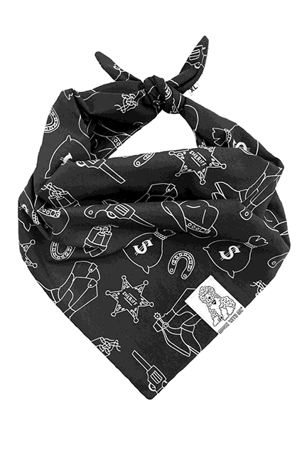 Dog Bandana Western - Black - Customize by adding Interchangeable Velcro Embroidered Patches