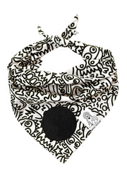 Dog Bandana Alien Line Art - Cream - Customize by adding Interchangeable Velcro Embroidered Patches
