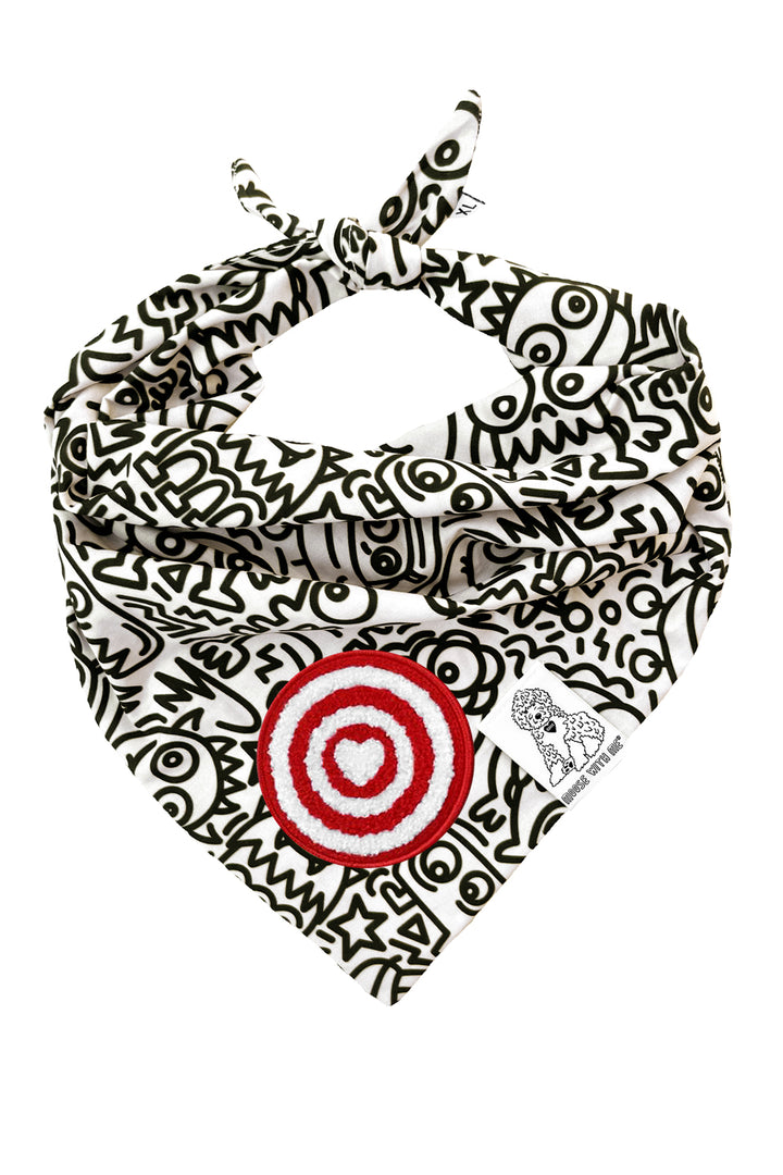 Dog Bandana Alien Line Art - Cream - Customize by adding Interchangeable Velcro Embroidered Patches