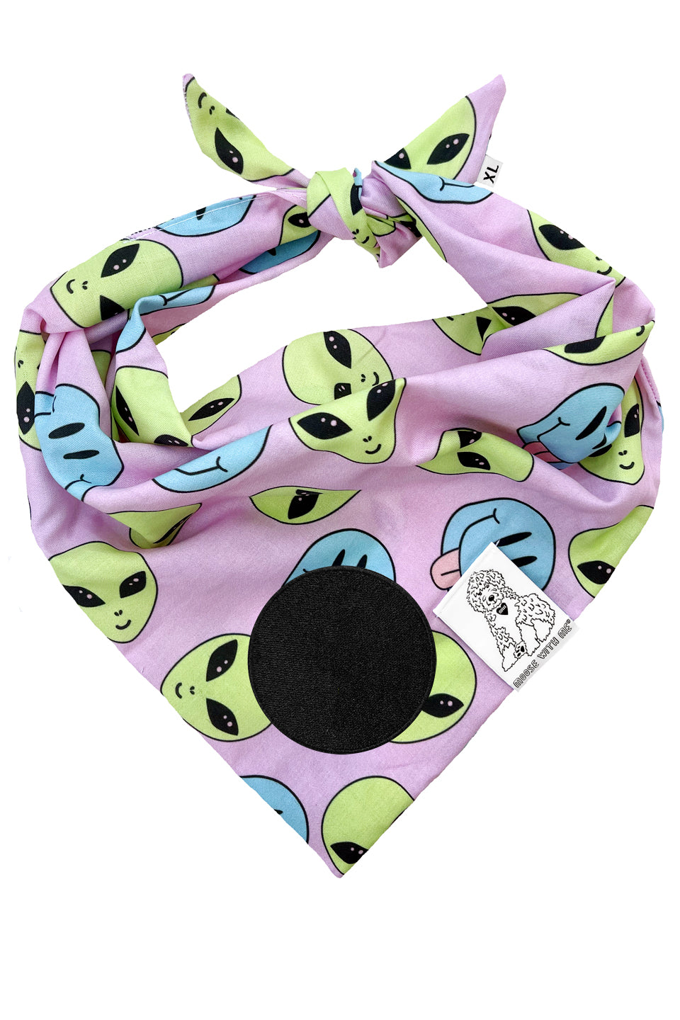Dog Bandana Alien and Smiley Face - Purple - Customize by adding Interchangeable Velcro Embroidered Patches