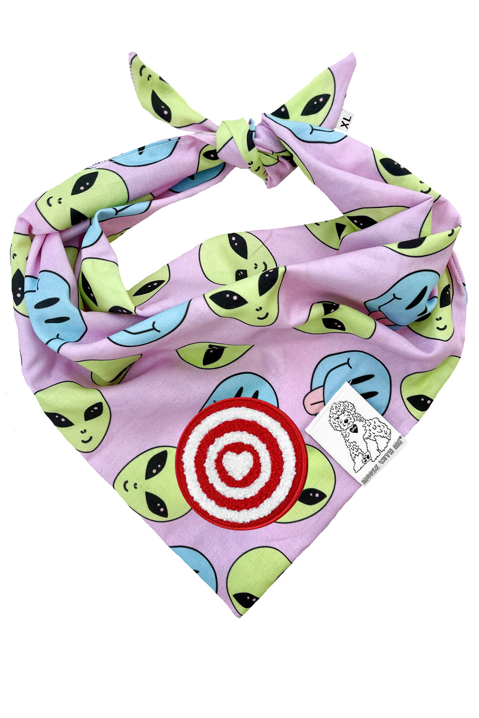 Dog Bandana Alien and Smiley Face - Purple - Customize by adding Interchangeable Velcro Embroidered Patches