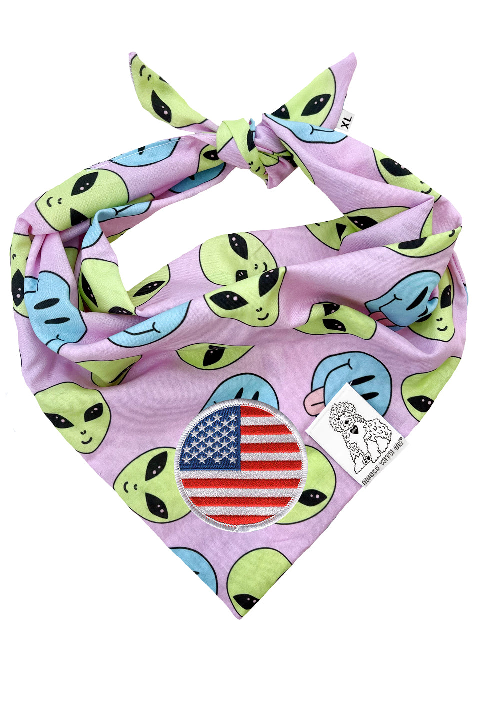 Dog Bandana Alien and Smiley Face - Purple - Customize by adding Interchangeable Velcro Embroidered Patches