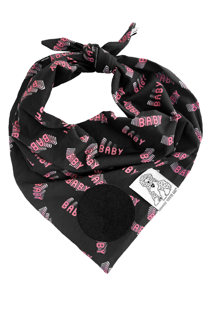 Dog Bandana Baby Baby - Black - Customize by adding Interchangeable Velcro Embroidered Patches
