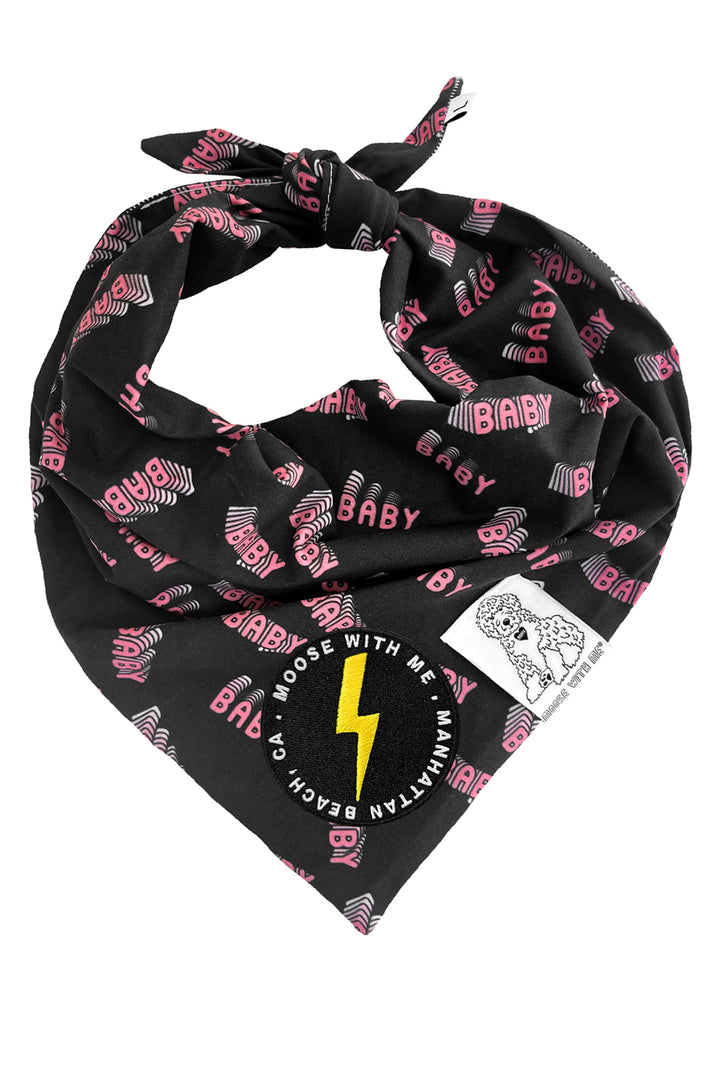 Dog Bandana Baby Baby - Black - Customize by adding Interchangeable Velcro Embroidered Patches