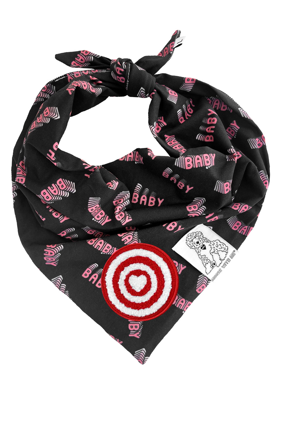 Dog Bandana Baby Baby - Black - Customize by adding Interchangeable Velcro Embroidered Patches