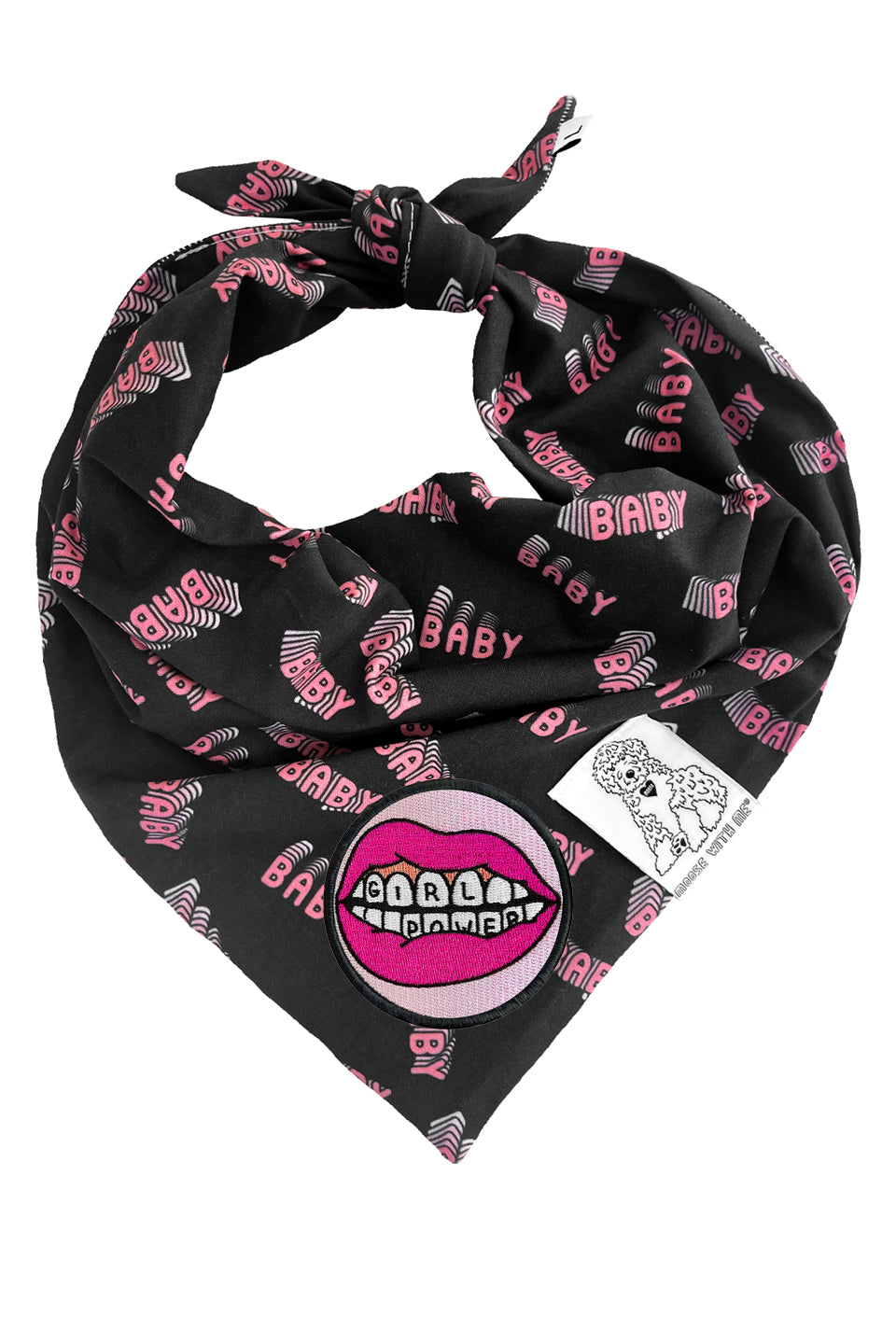 Dog Bandana Baby Baby - Black - Customize by adding Interchangeable Velcro Embroidered Patches