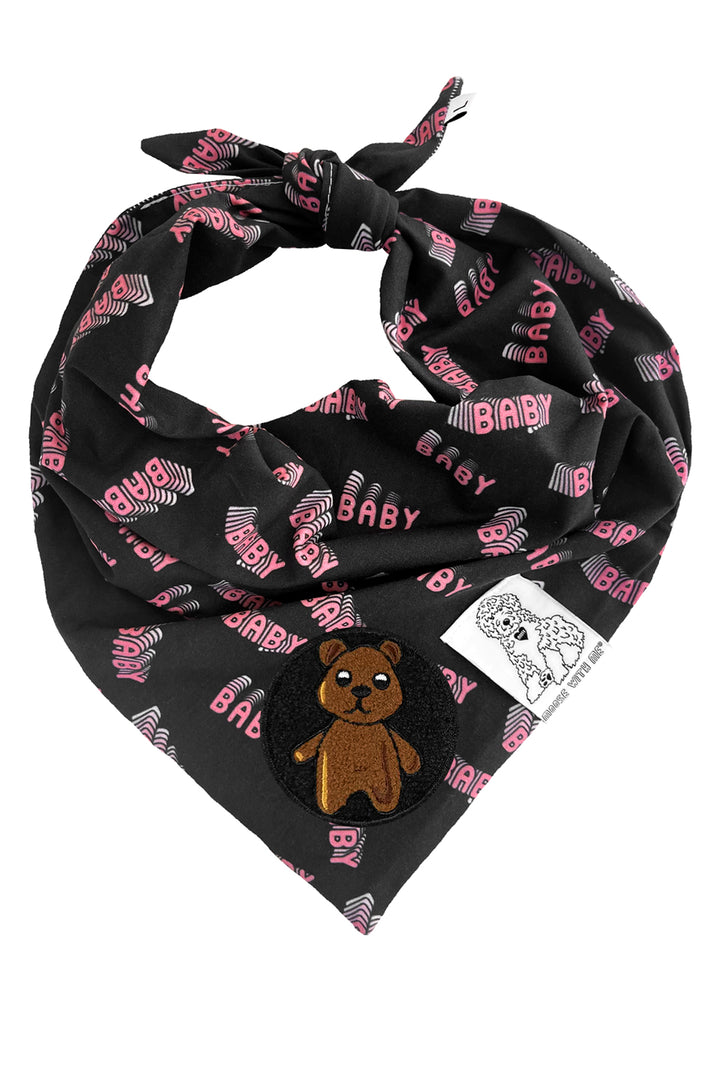 Dog Bandana Baby Baby - Black - Customize by adding Interchangeable Velcro Embroidered Patches