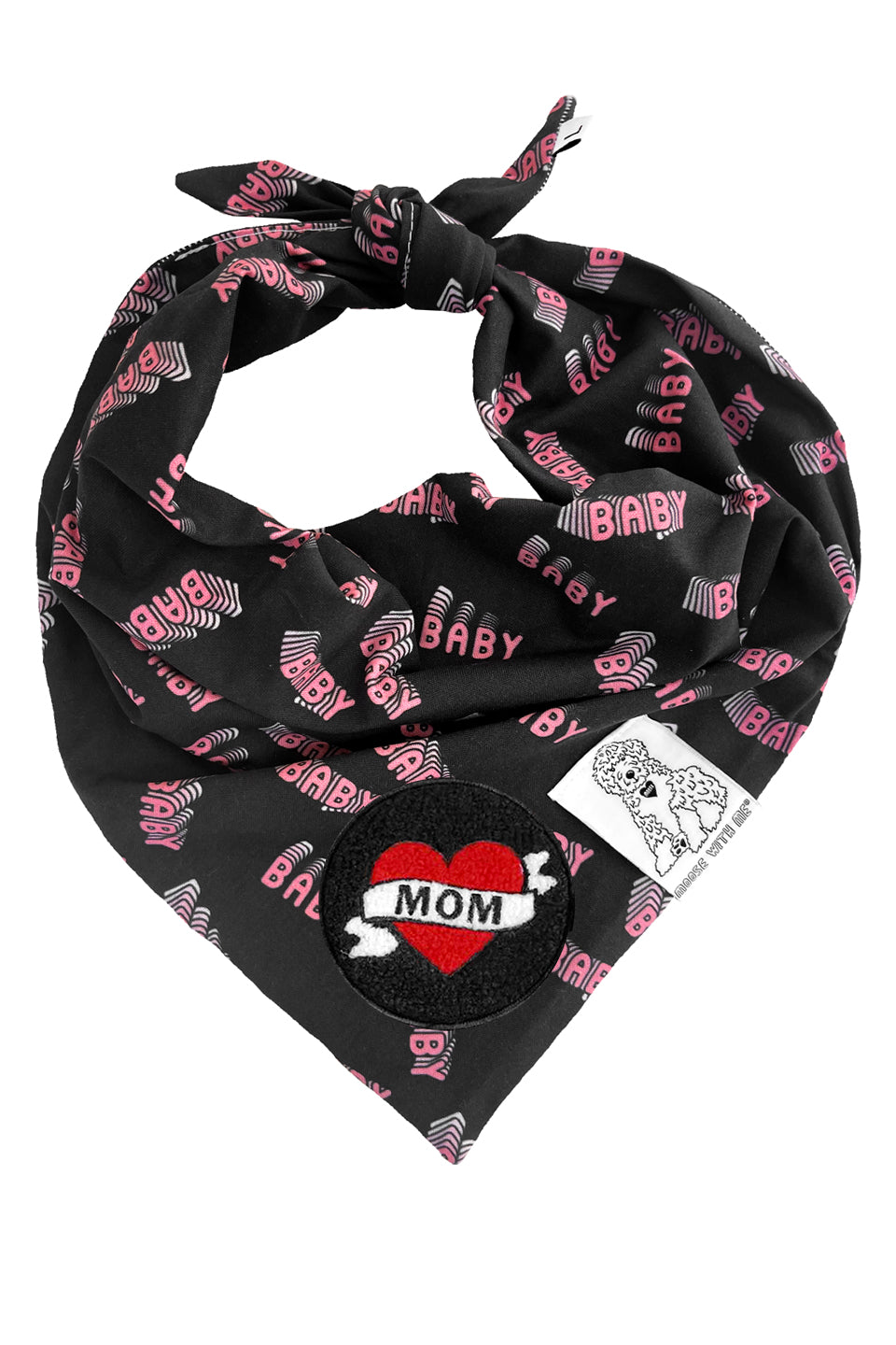 Dog Bandana Baby Baby - Black - Customize by adding Interchangeable Velcro Embroidered Patches