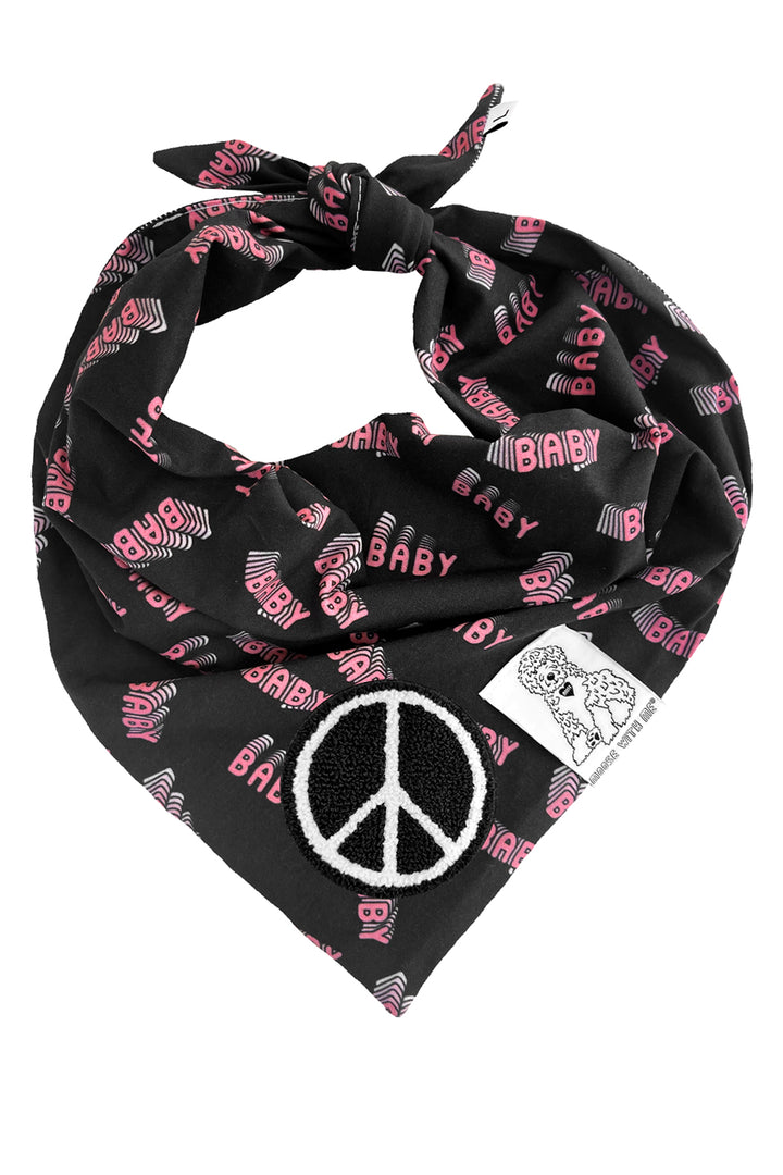 Dog Bandana Baby Baby - Black - Customize by adding Interchangeable Velcro Embroidered Patches