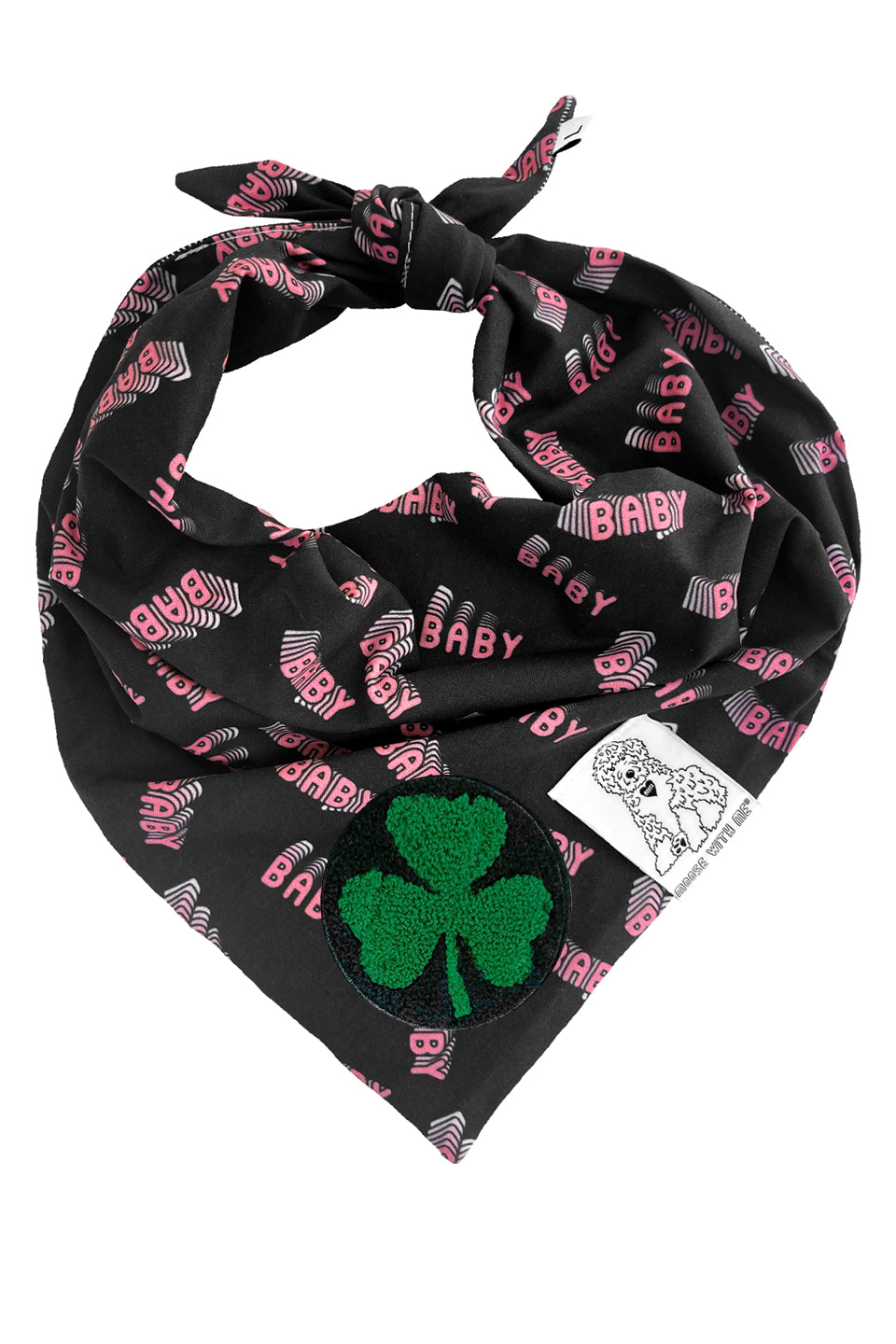 Dog Bandana Baby Baby - Black - Customize by adding Interchangeable Velcro Embroidered Patches