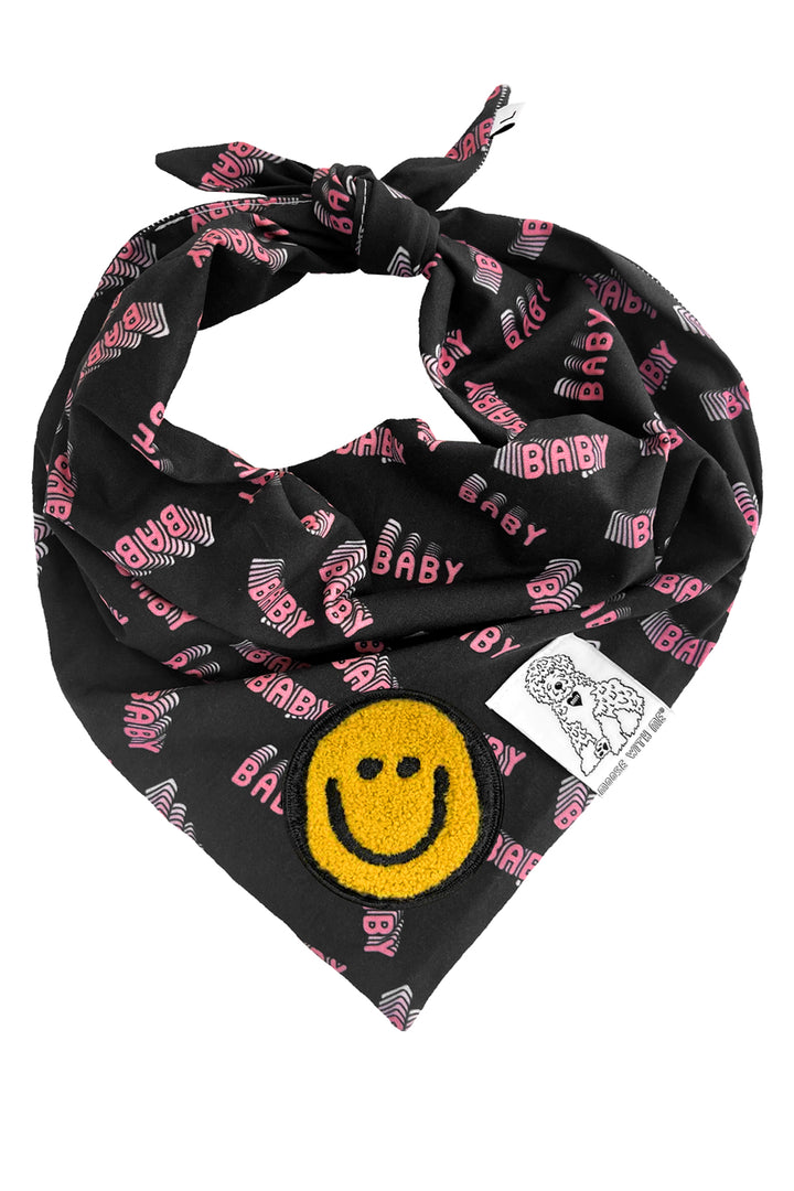 Dog Bandana Baby Baby - Black - Customize by adding Interchangeable Velcro Embroidered Patches