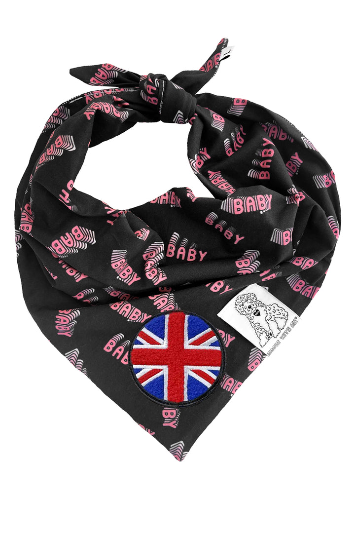 Dog Bandana Baby Baby - Black - Customize by adding Interchangeable Velcro Embroidered Patches