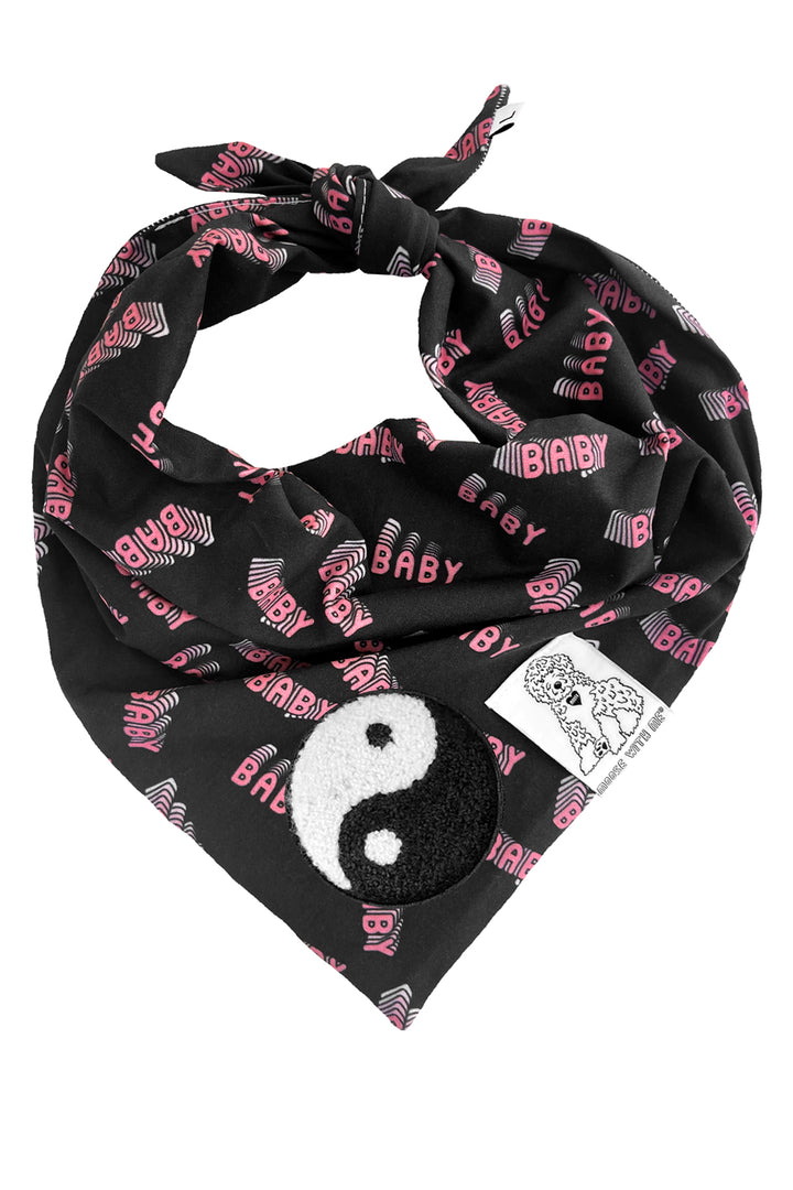 Dog Bandana Baby Baby - Black - Customize by adding Interchangeable Velcro Embroidered Patches