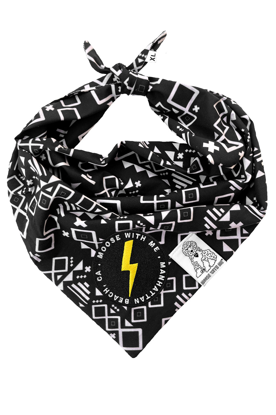 Dog Bandana Aztec - Black - Customize by adding Interchangeable Velcro Embroidered Patches