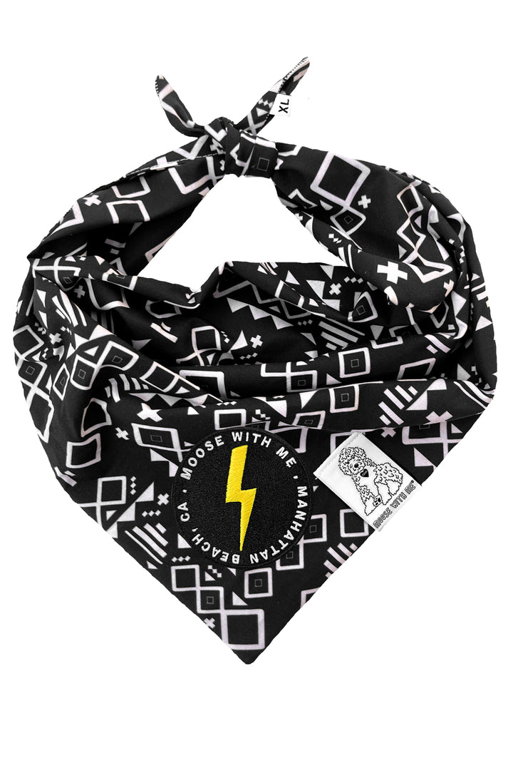 Dog Bandana Aztec - Black - Customize by adding Interchangeable Velcro Embroidered Patches