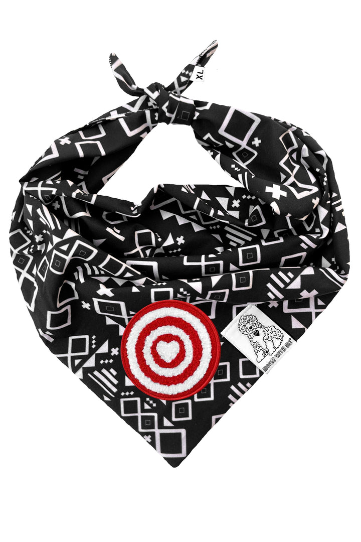 Dog Bandana Aztec - Black - Customize by adding Interchangeable Velcro Embroidered Patches