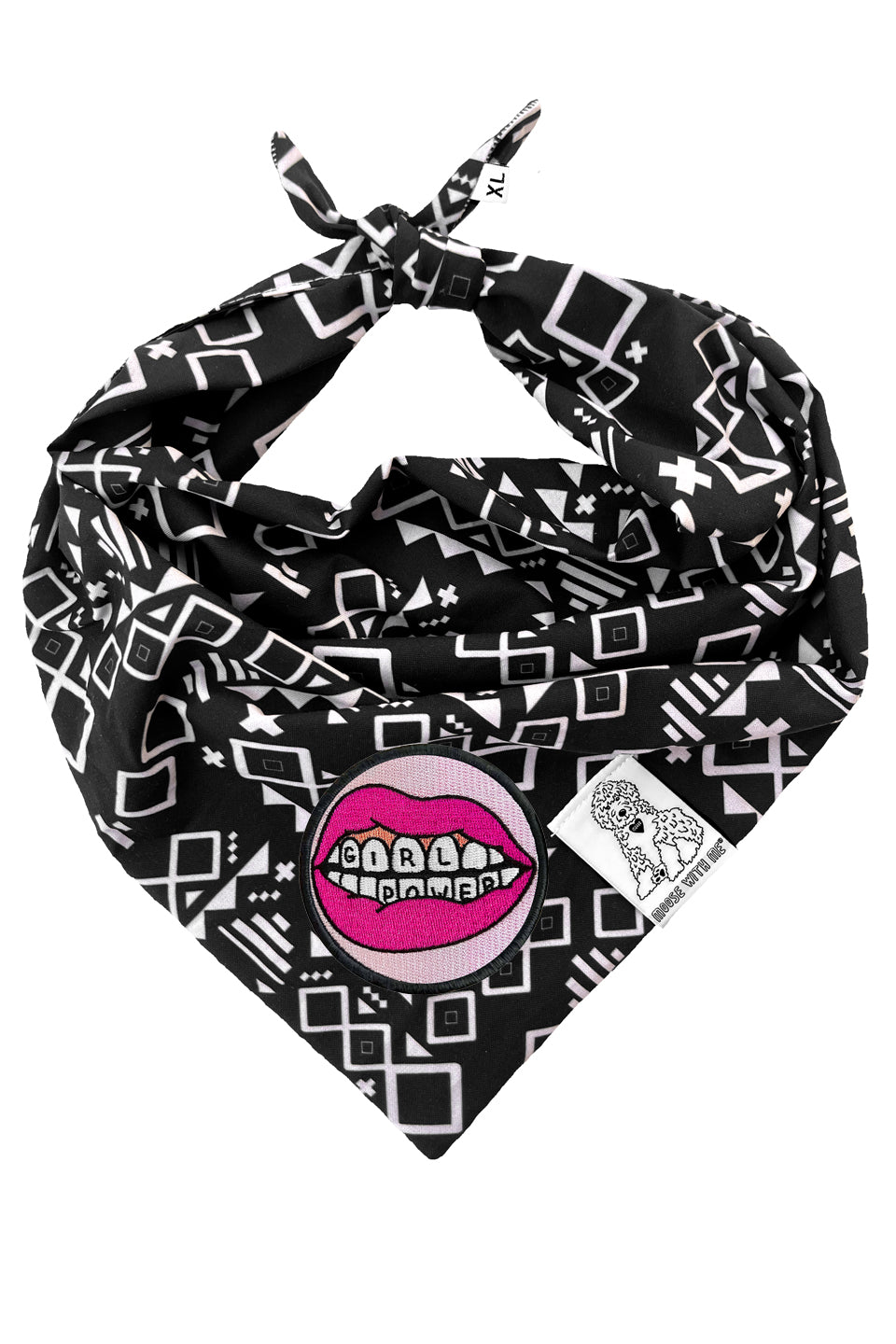 Dog Bandana Aztec - Black - Customize by adding Interchangeable Velcro Embroidered Patches