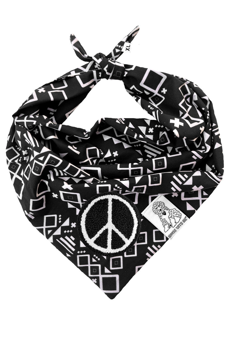Dog Bandana Aztec - Black - Customize by adding Interchangeable Velcro Embroidered Patches