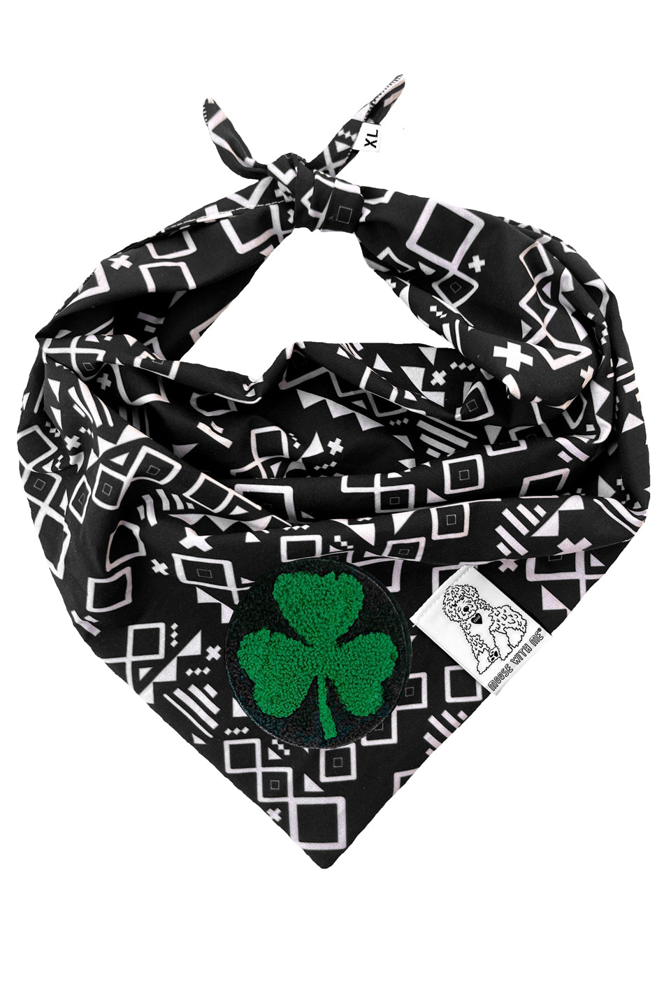 Dog Bandana Aztec - Black - Customize by adding Interchangeable Velcro Embroidered Patches
