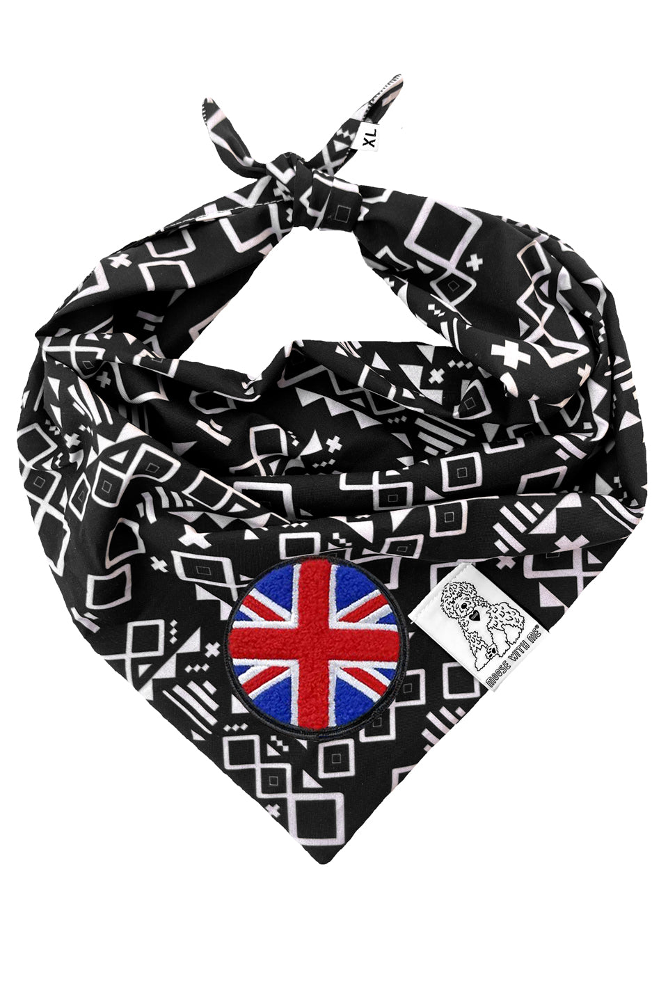 Dog Bandana Aztec - Black - Customize by adding Interchangeable Velcro Embroidered Patches