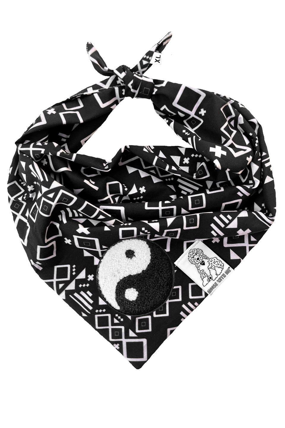 Dog Bandana Aztec - Black - Customize by adding Interchangeable Velcro Embroidered Patches