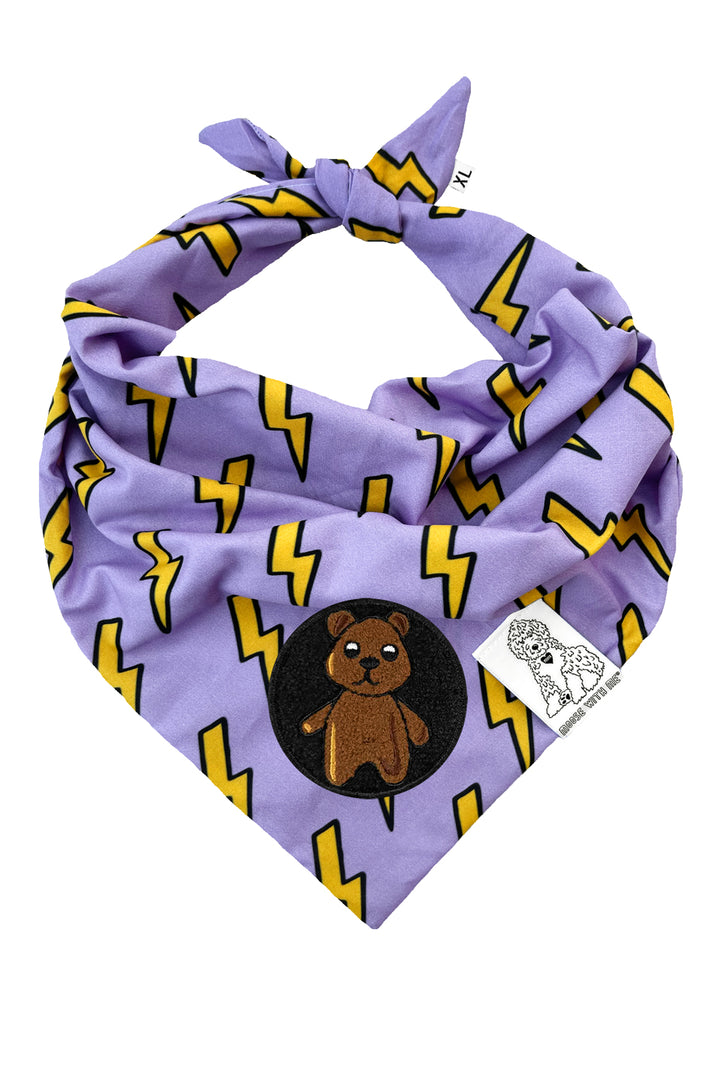 Dog Bandana Bolts - Purple - Customize by adding Interchangeable Velcro Embroidered Patches
