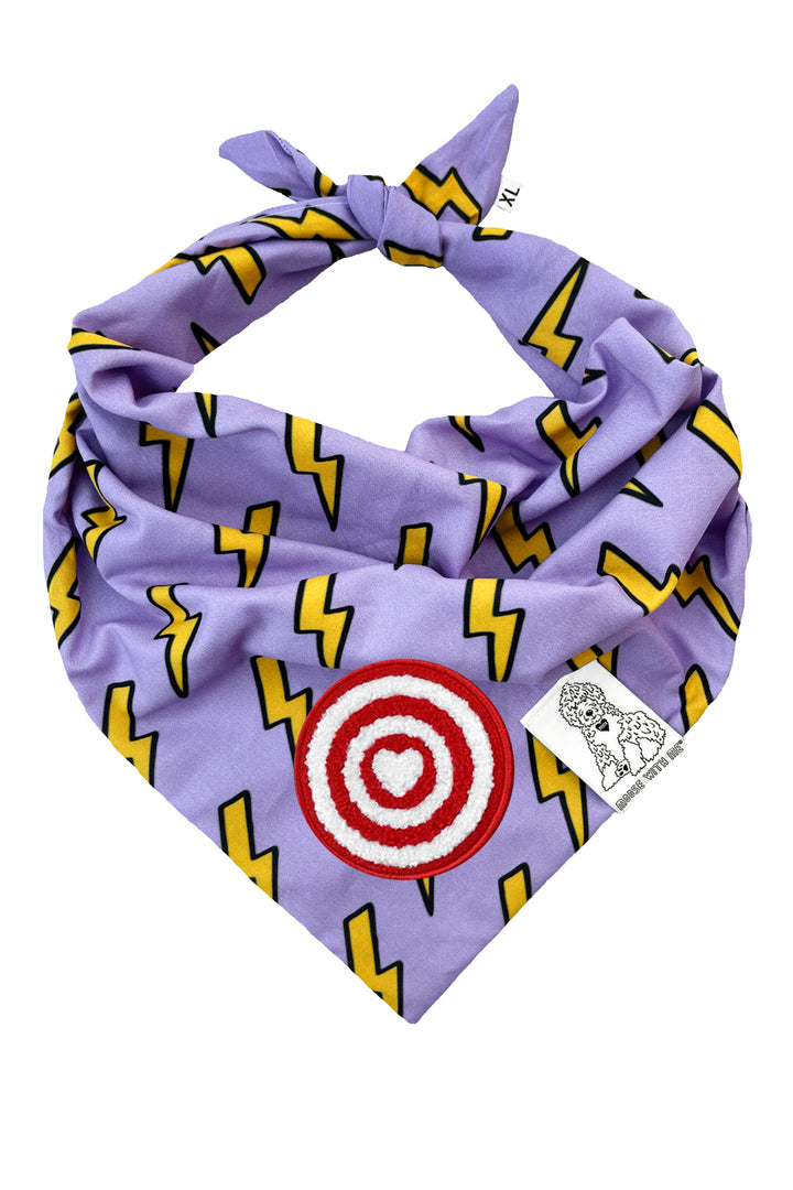 Dog Bandana Bolts - Purple - Customize by adding Interchangeable Velcro Embroidered Patches