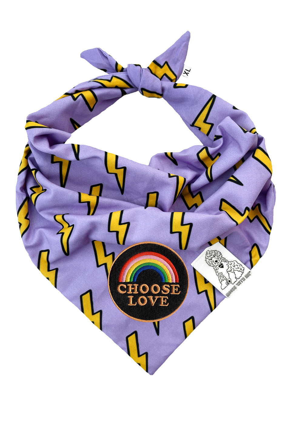 Dog Bandana Bolts - Purple - Customize by adding Interchangeable Velcro Embroidered Patches