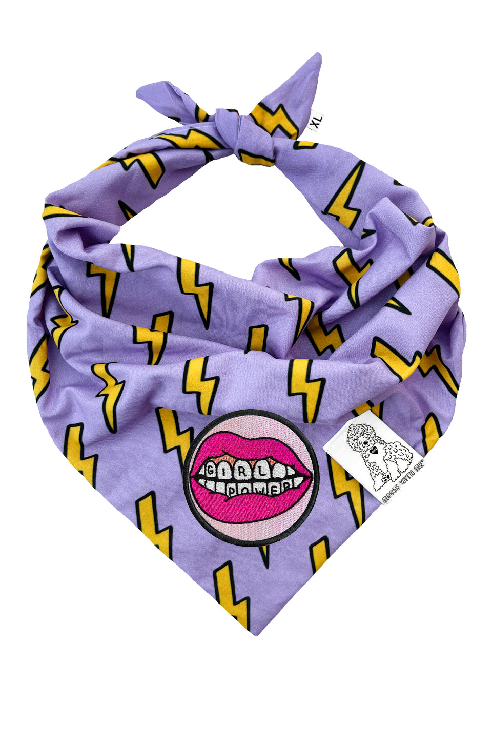 Dog Bandana Bolts - Purple - Customize by adding Interchangeable Velcro Embroidered Patches