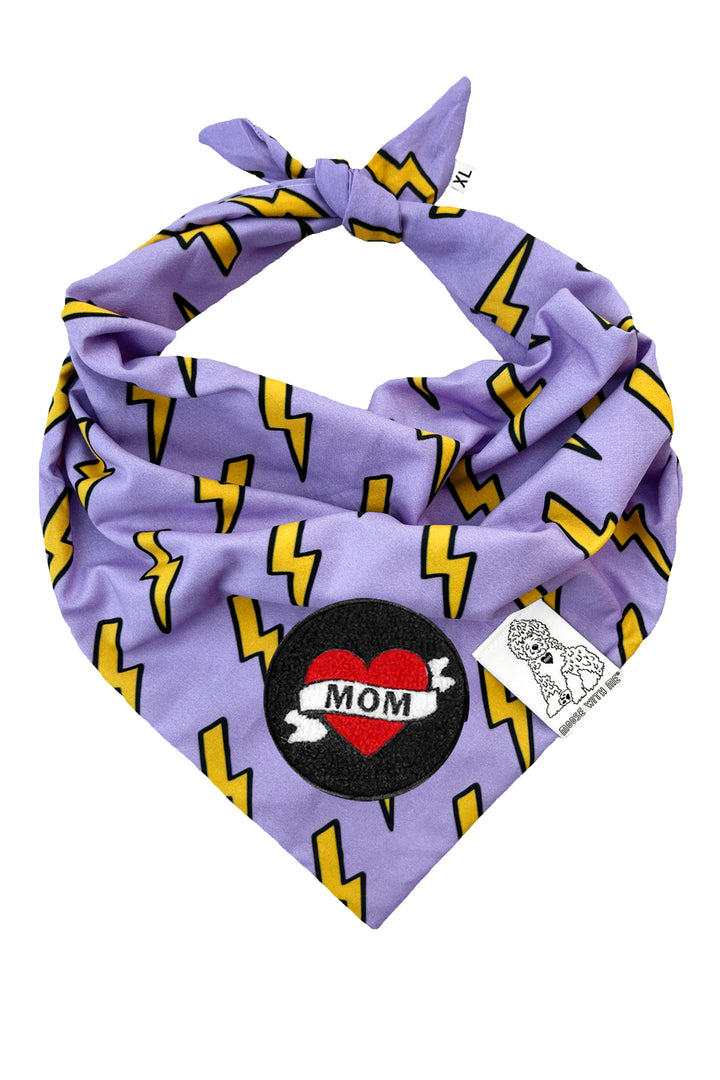 Dog Bandana Bolts - Purple - Customize by adding Interchangeable Velcro Embroidered Patches
