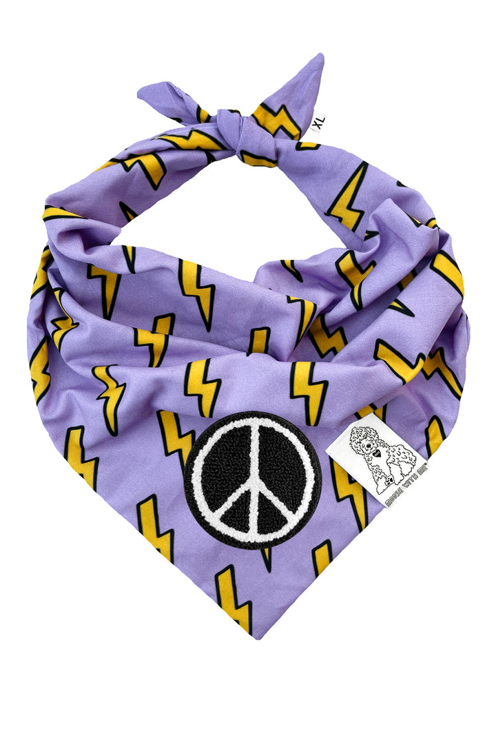 Dog Bandana Bolts - Purple - Customize by adding Interchangeable Velcro Embroidered Patches