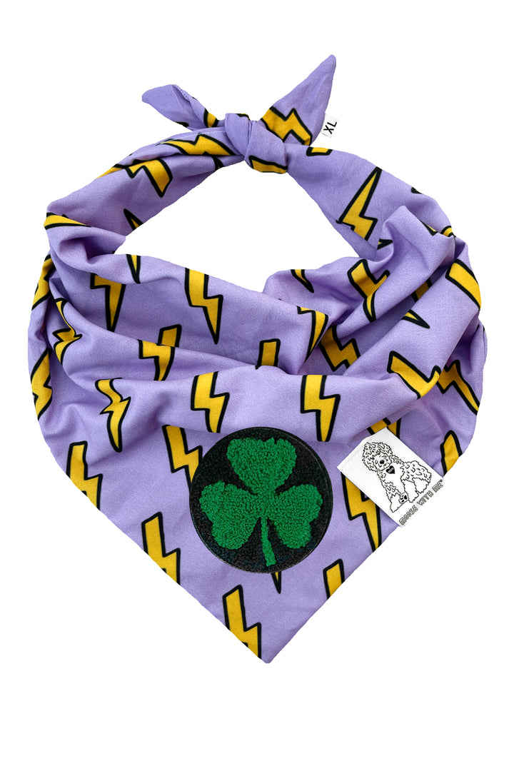 Dog Bandana Bolts - Purple - Customize by adding Interchangeable Velcro Embroidered Patches
