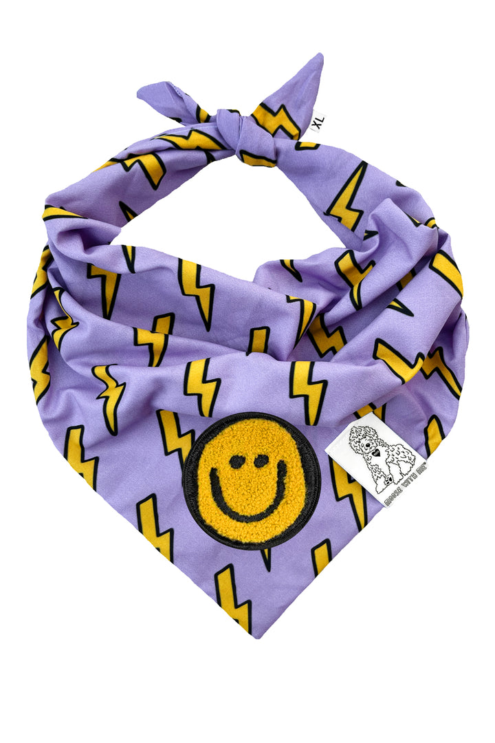 Dog Bandana Bolts - Purple - Customize by adding Interchangeable Velcro Embroidered Patches