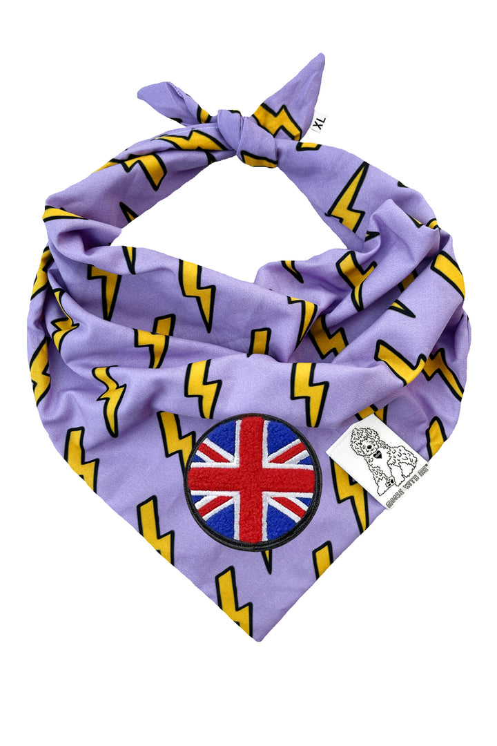 Dog Bandana Bolts - Purple - Customize by adding Interchangeable Velcro Embroidered Patches