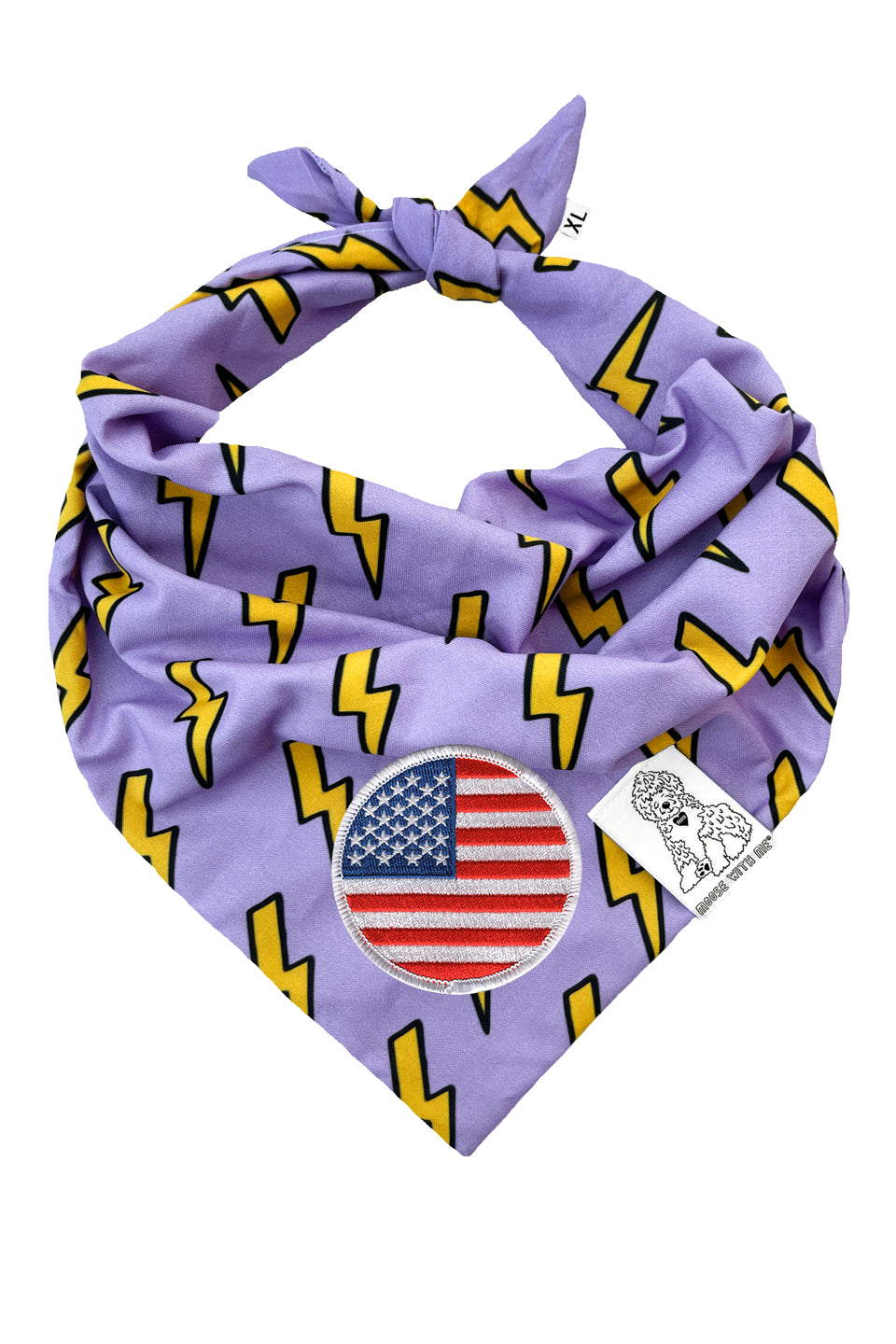 Dog Bandana Bolts - Purple - Customize by adding Interchangeable Velcro Embroidered Patches