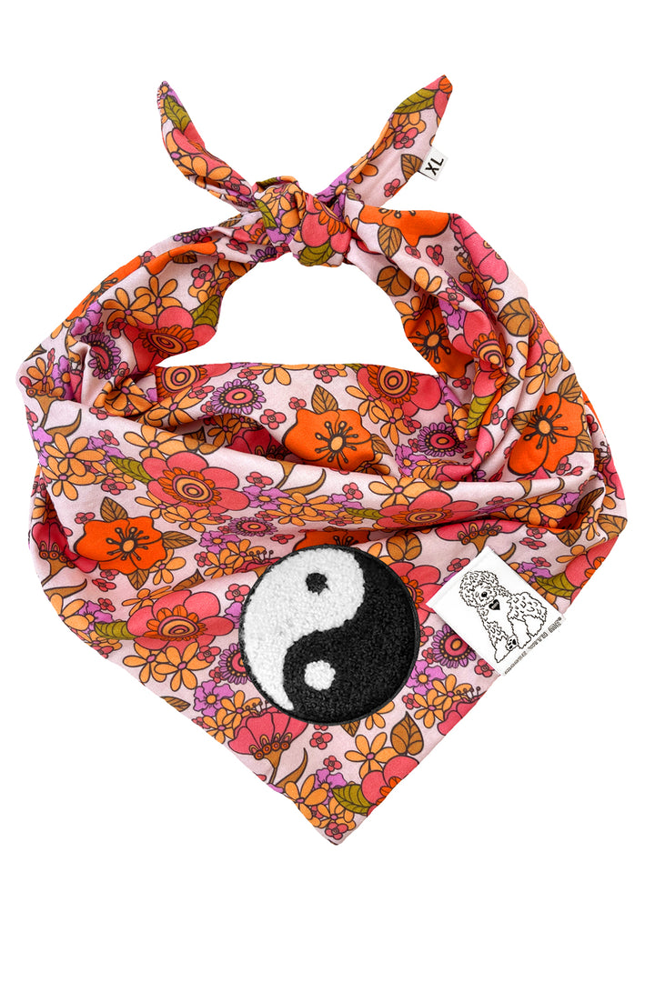 Dog Bandana California Bloom - Orange - Customize by adding Interchangeable Velcro Embroidered Patches